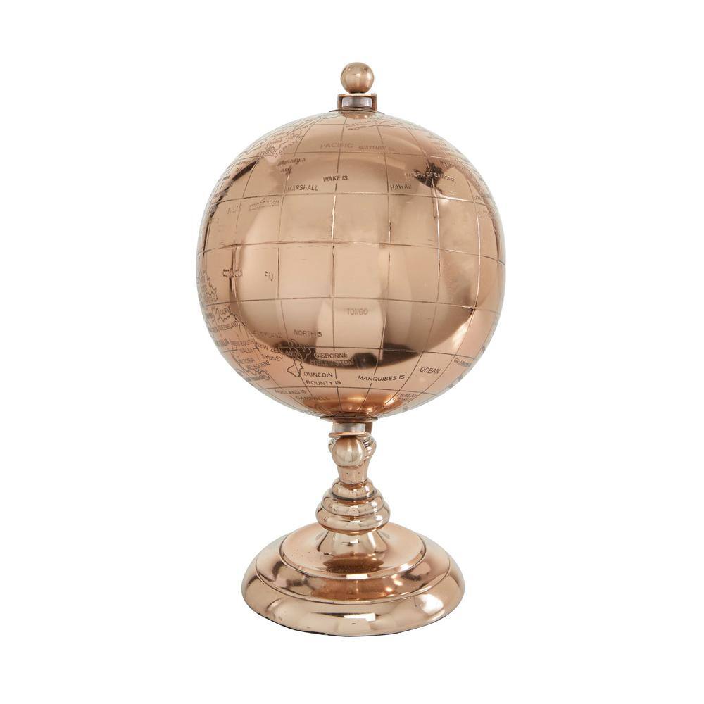 Rose Gold Aluminum Tabletop Globe with Stand