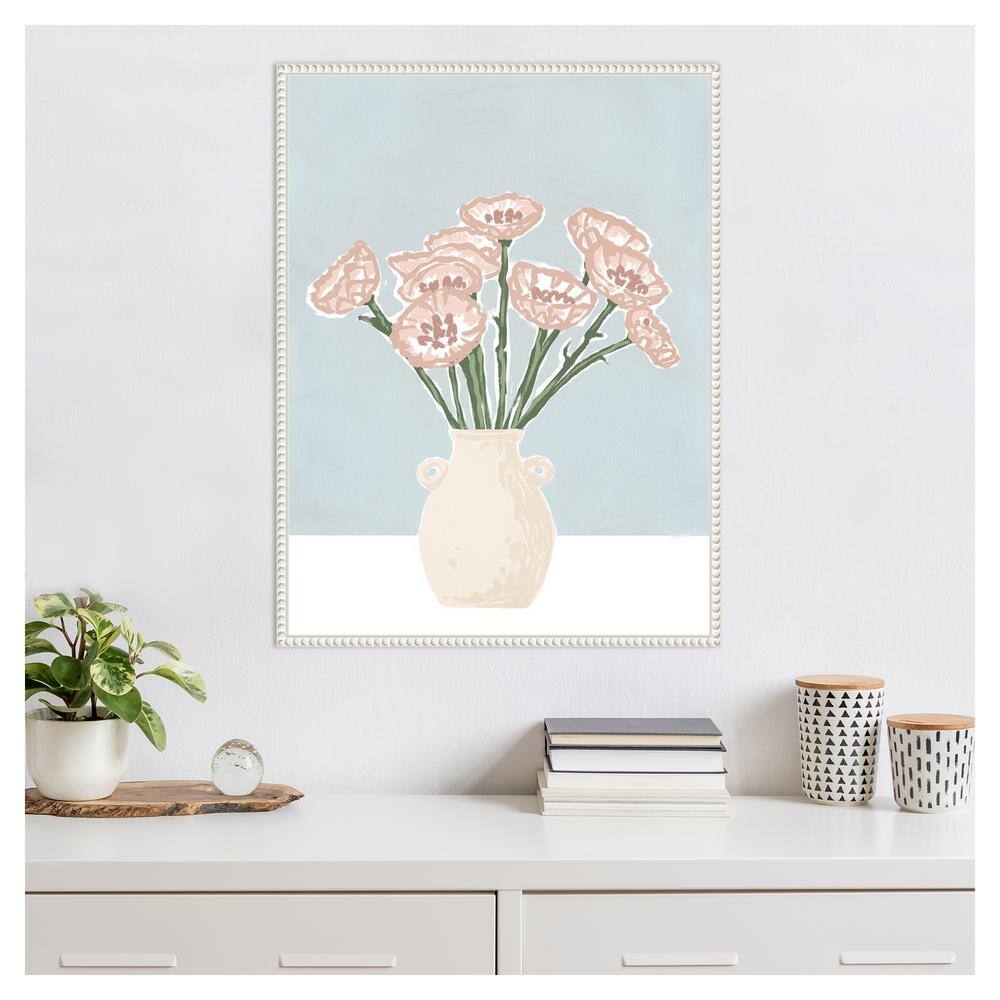 Renewed Bouquet II Pastel Pink Floral Canvas Wall Art with White Frame
