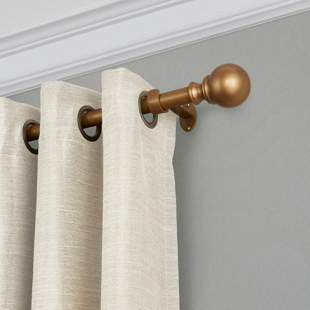 Cordelia Soft Gold Adjustable Curtain Rod with Globe Finials, 28"-48"