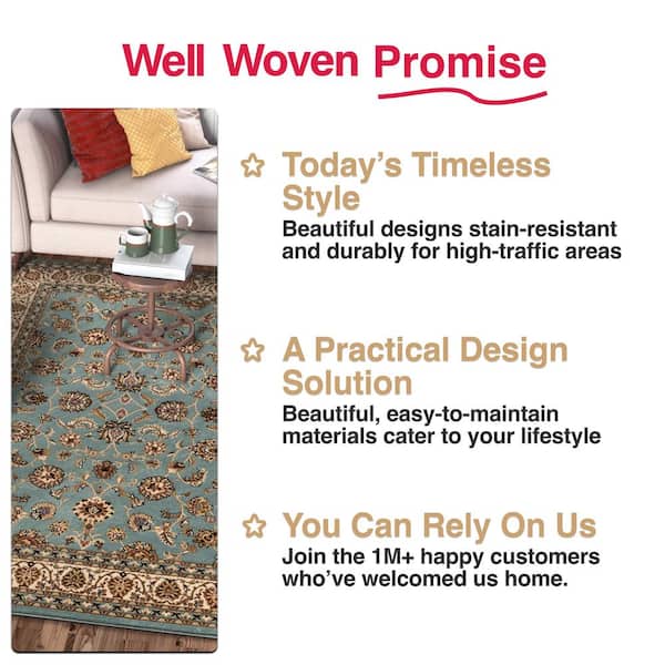 Barclay Sarouk Light Blue 7 ft. x 10 ft. Traditional Floral Area Rug