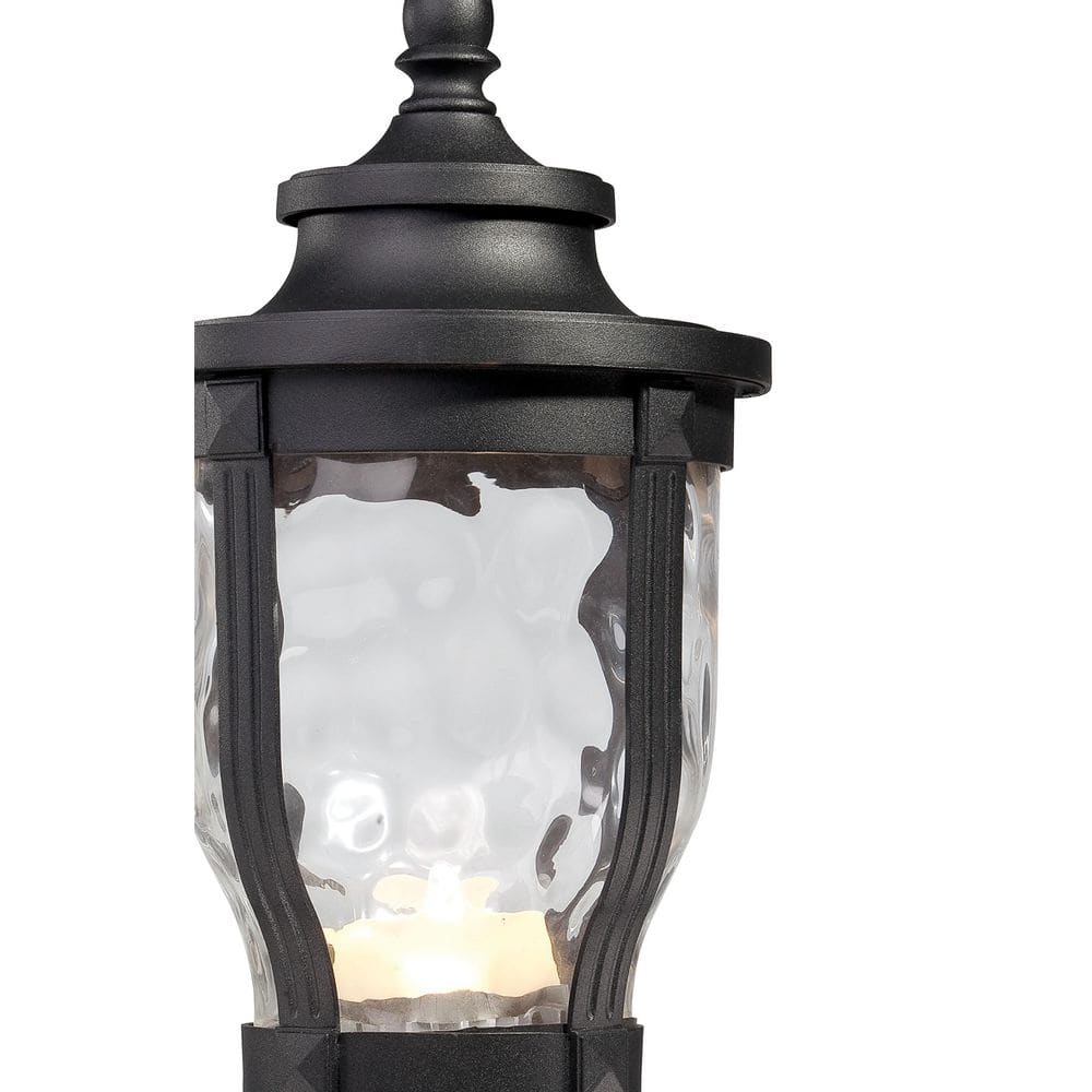 Merrimack Black LED Outdoor Post Light with Clear Hammered Glass