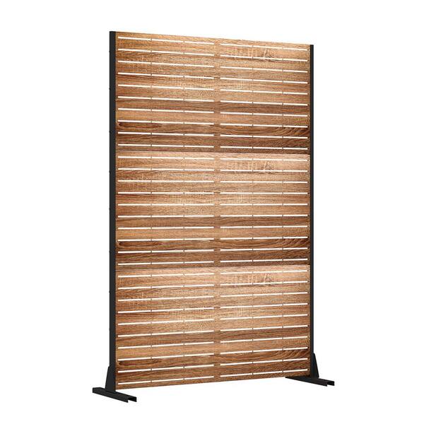 72 in. x 47 in. Outdoor Metal Privacy Screen Garden Fence in Natural Wood Pattern