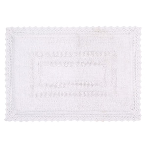 Opulent Reversible 100% Cotton Bath Rug Set, 17x24 Rectangle, White