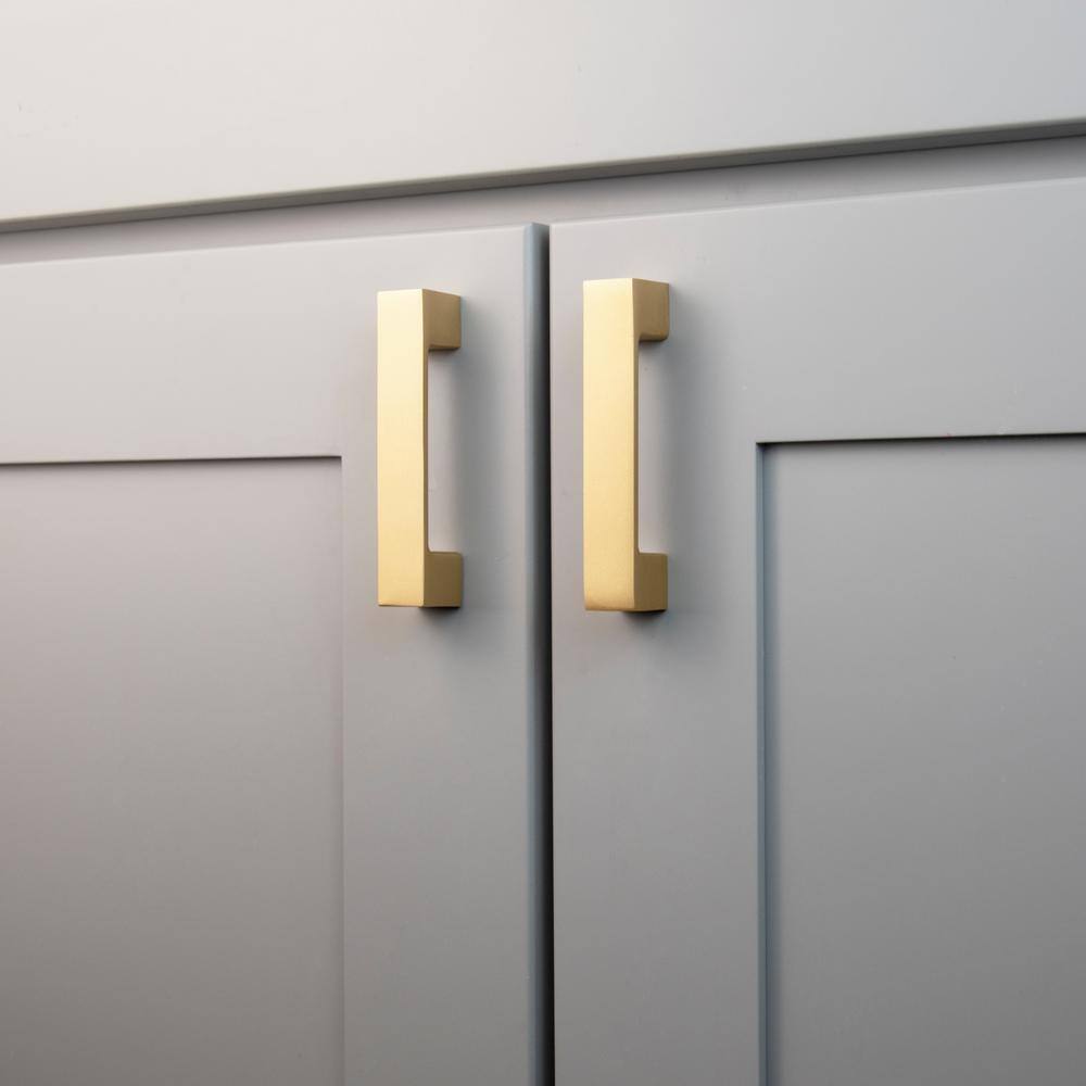 Brushed Brass Modern Bar Pulls with Mounting Hardware