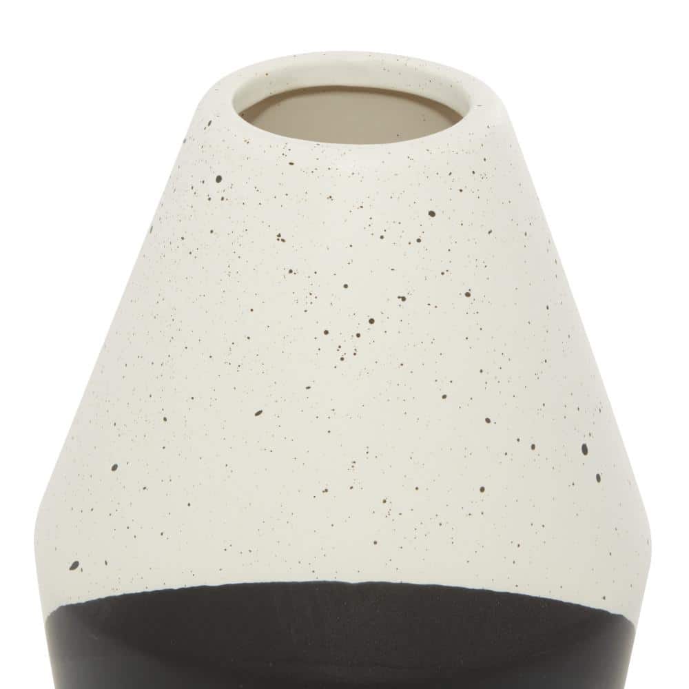 Medium Black and White Ceramic Color Block Bud Vase