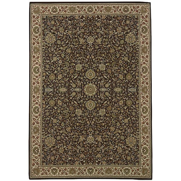 2' X 3' Brown And Ivory Oriental Area Rug