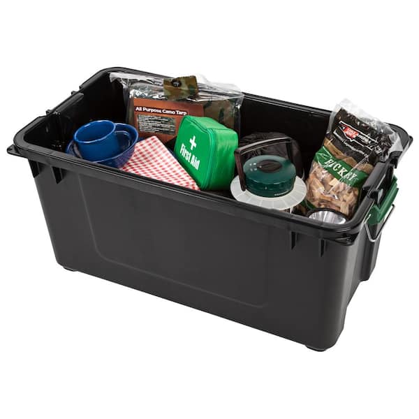 4 Pack Black Store-It-All Utility Tote IRIS USA 82 Quart Weathertight Storage Box 