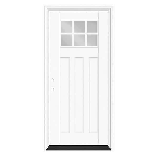 Regency 36 in. x 80 in. 6L Toplite Clear Glass RHIS Unfinished Mahogany Fiberglass Prehung Front Door with 6-9/16 Jamb