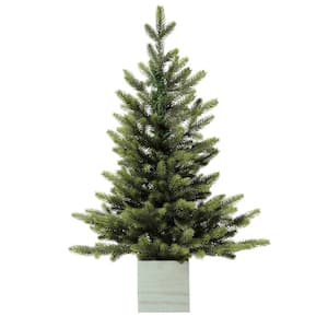 2.5 ft. Unlit Fraser Fir Artificial Christmas Tree with Wooden Pot