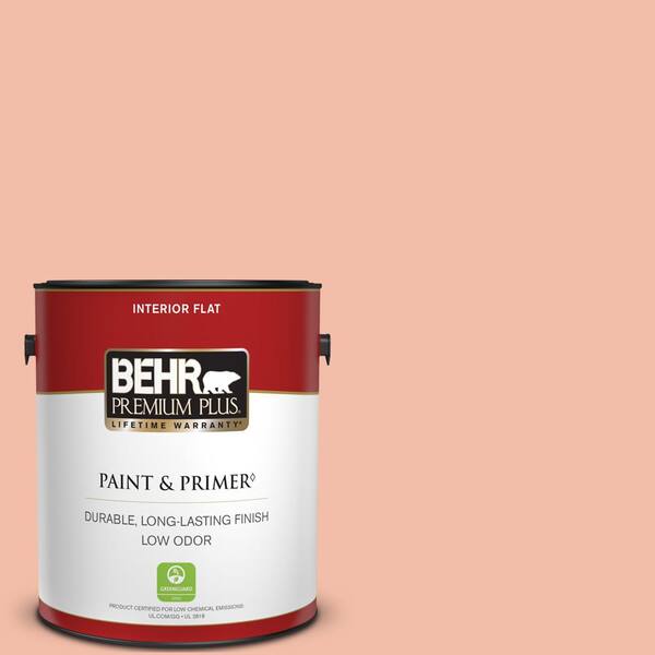 BEHR PREMIUM PLUS 1 gal. Home Decorators Collection #HDC-CT-14A Sunkissed Apricot Flat Low Odor Interior Paint & Primer