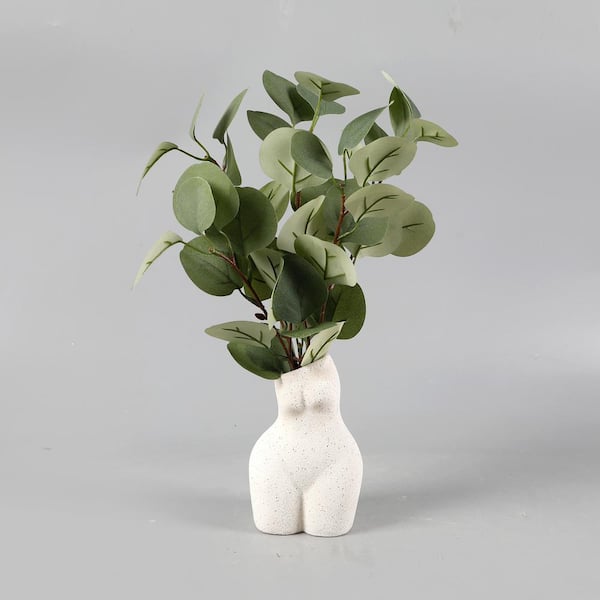 Flora Bunda 14 in. H Artificial Silver Dollar in 5.5 in. H Ceramic Vase 3.5 x 3 x 5.5