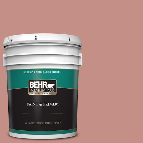 BEHR PREMIUM PLUS 5 gal. #S160-4 Portuguese Dawn Semi-Gloss Enamel Exterior Paint & Primer