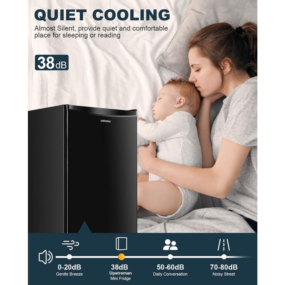 Glossy Black Compact Single Door Mini Refrigerator with Freezer