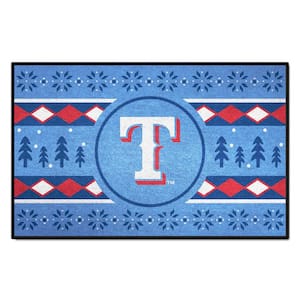 MLB - Texas Rangers Blue Holiday Sweater 2 ft. x 3 ft. Starter Mat Accent Rug