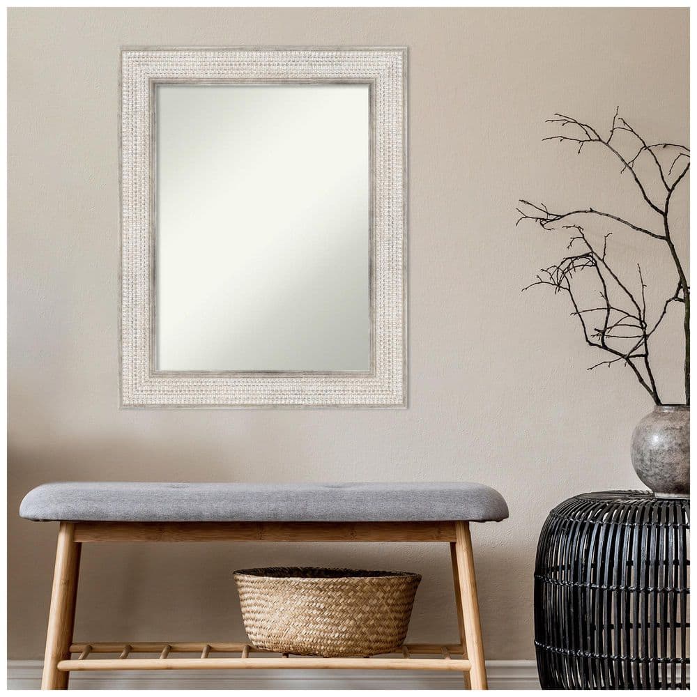 Trellis Silver Wood 30" x 24" Rectangular Wall Mirror