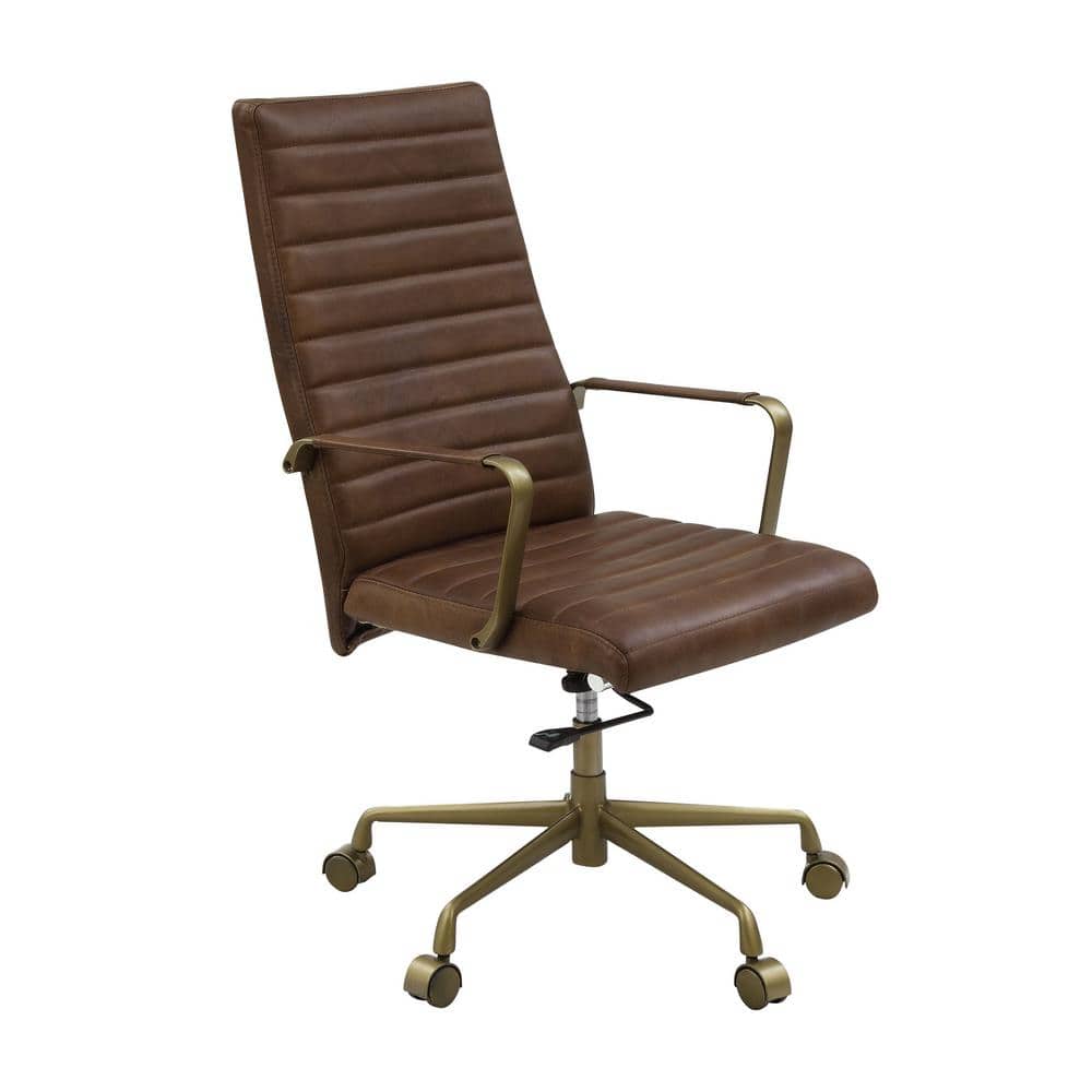 Saturn Leather Swivel Executive Chair with Gold Frame