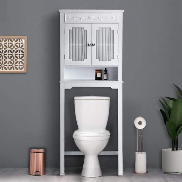 Lisbon 24 in. W x 67 in. H x 7.5 in. D Wooden Over-the-Toilet Space Saving Storage Cabinet, White