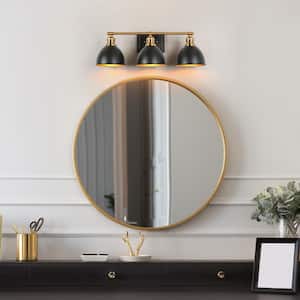 23 in. Modern 3-Light Black Bathroom Vanity Light, Industrial Bath Lighting Brass Gold Wall Sconce