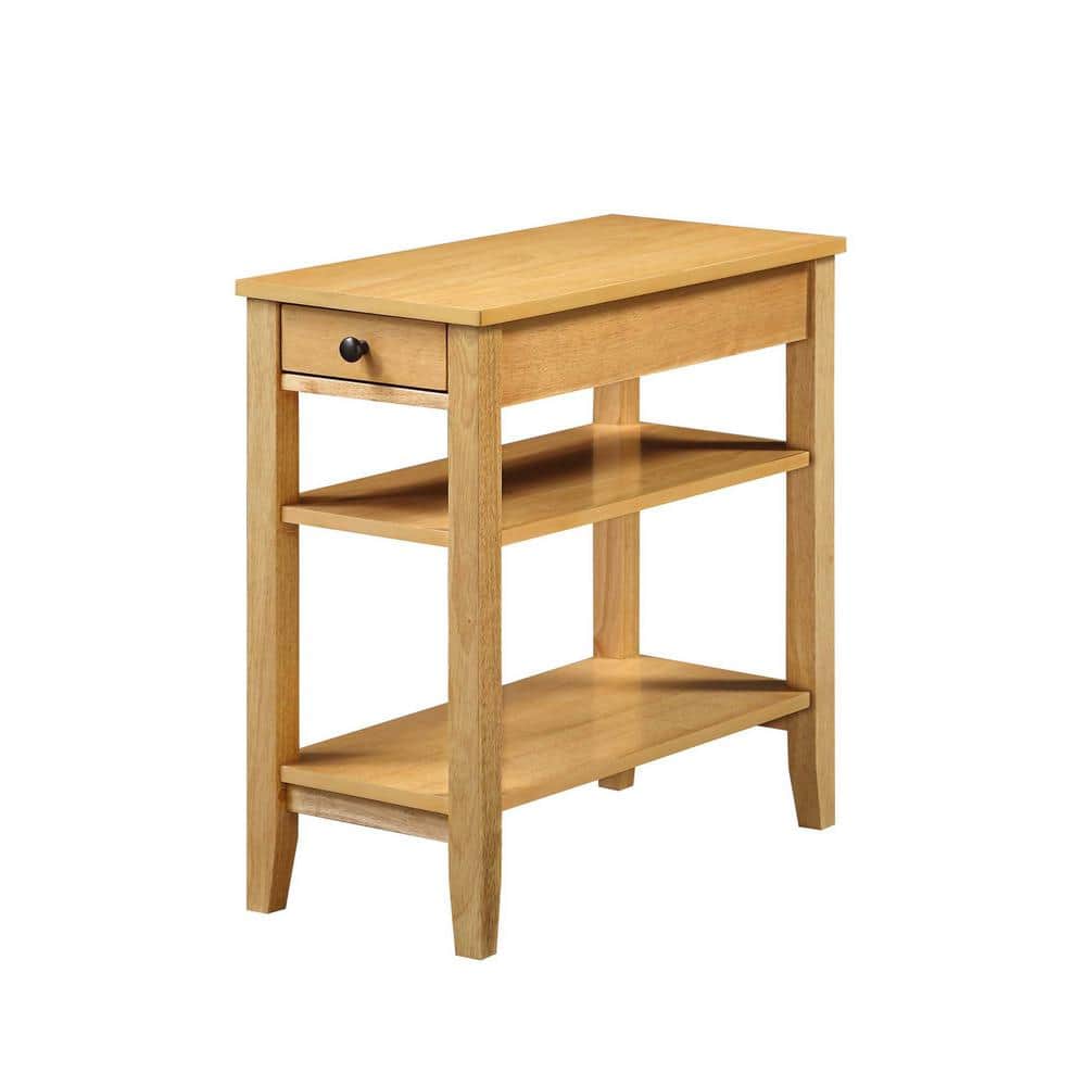 Natural Wood 24" Rectangular End Table with Storage