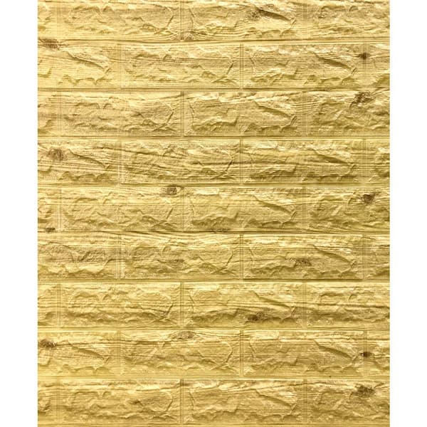 Dundee Deco Falkirk Jura II 1/3 in. 28 in. x 30 in. Peel and Stick Greenish Brown Faux Bricks Foam Decorative Wall Paneling (5-Pack)