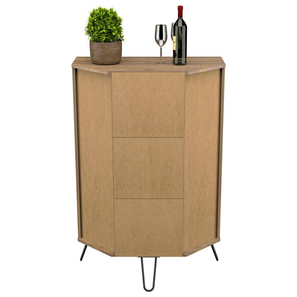 Amaretto Mid-Century Corner Buffet Cabinet with Black Handles