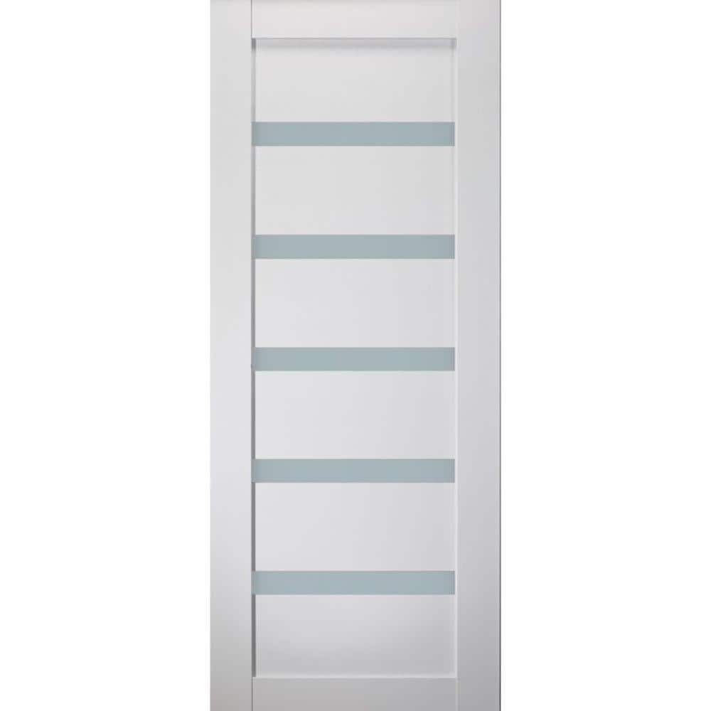 28" x 80" Right-Handed 5 Lite Satin Glass Primed MDF Interior Door