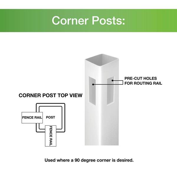 Veranda Linden 9 ft. White Vinyl Corner Fence Post
