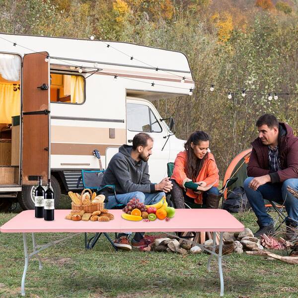 maocao hoom 8ft Pink Folding Table, Portable Plastic Table maocao hoom 8ft Pink Folding Table, Portable Plastic Table