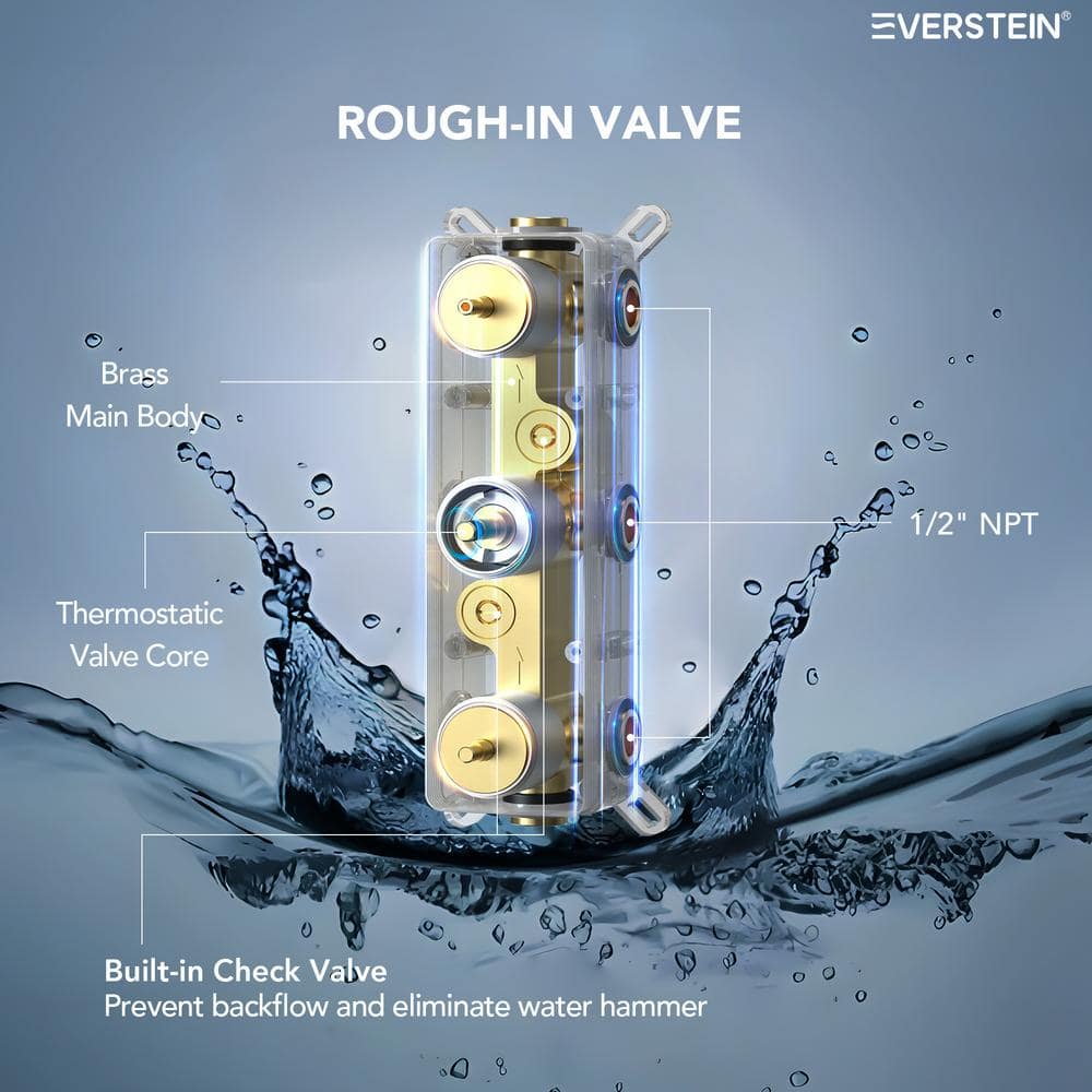 Brushed Nickel Dual Shower System with Handheld Spray and Thermostatic Valve