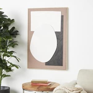 1-Panel Geometric Textured Framed Wall Art Print with Abstract Black and White Shapes 37 in. x 25 in.