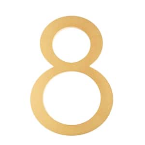 8 in. Brushed Brass Aluminum Floating or Flat Modern House Number 8