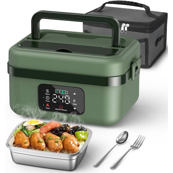 Cordless Electric Lunch Box, Rechargeable Self-Heating Food Warmer with Timer & Adjustable Temperature, 34oz Container
