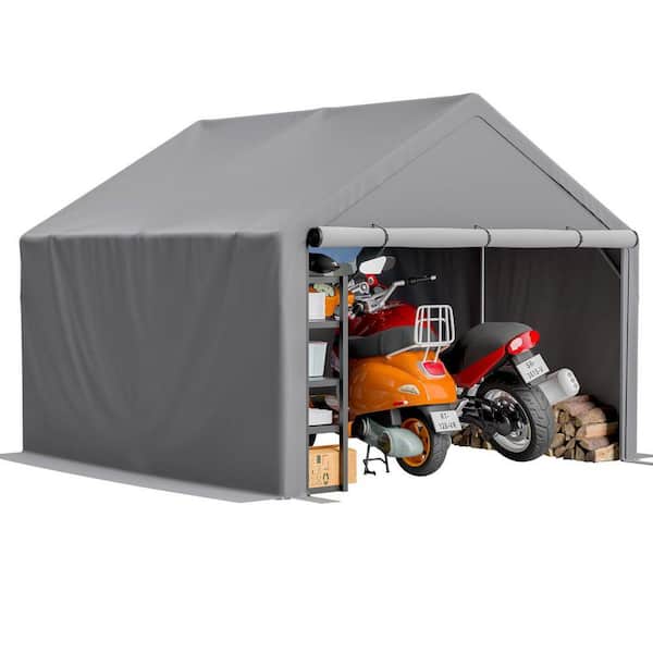 10 ft. W x 10 ft. D Outdoor Metal Storage Shed Garden Shelter Multi-Functional Utility Cabin with Waterproof Cover