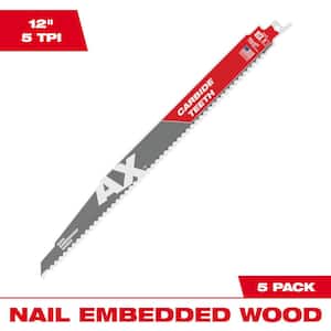 12 in. 5 TPI AX Carbide Teeth Demolition Nail-Embedded Wood Cutting SAWZALL Reciprocating Saw Blades (5-Pack)
