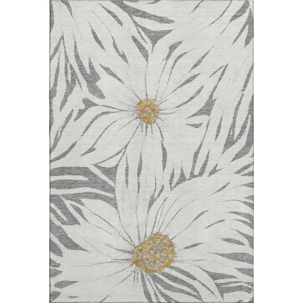 Mayfield Premium Machine Washable Abstract AMF2263 Gray 9 ft. x 12 ft. Area Rug