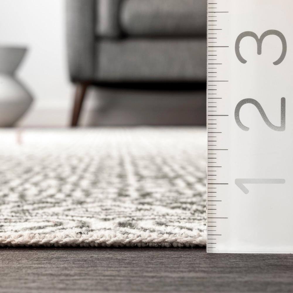 Sleek Gray Synthetic 14''x8'' Easy-Care Area Rug