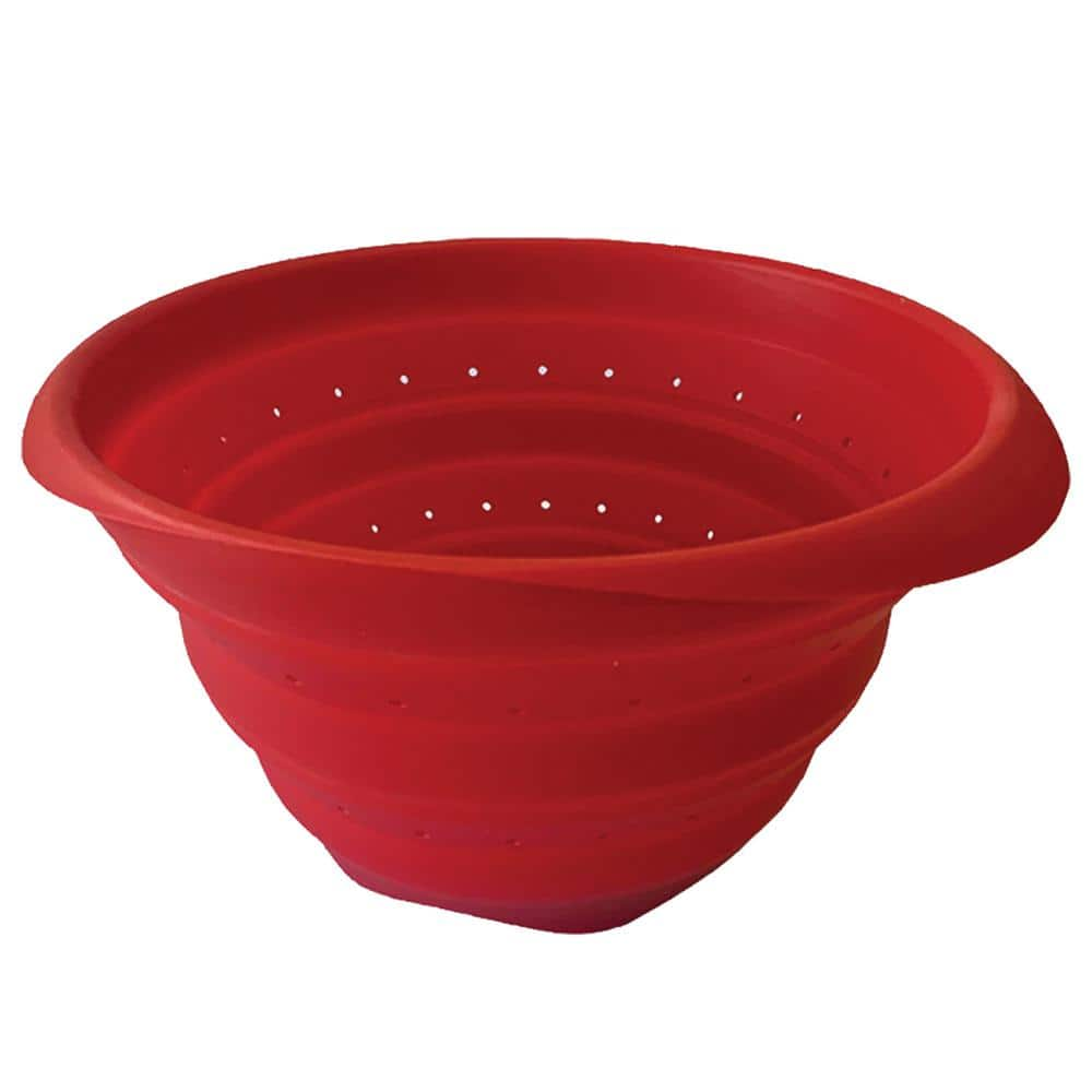 Better Houseware 4 qt. Collapsible Silicone Colander in Red