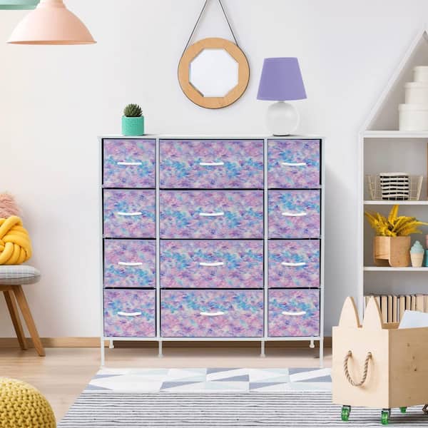 Sorbus Drawer Fabric Dresser for Bedroom Office and Home Purple