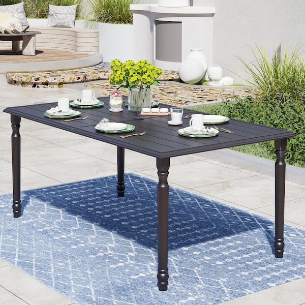 PHI VILLA Rectangle Metal Patio Outdoor Dining Table