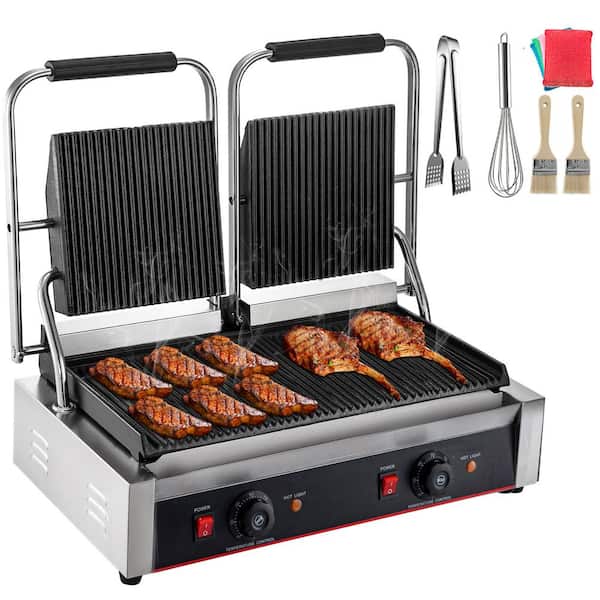 Commercial Nonstick Electric Steak Sandwich Panini Double Contact Grill Machine 