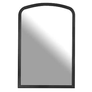 20 in. W x 30 in. H Medium Arched French Country Style Black Pine Wood Wall Mirror