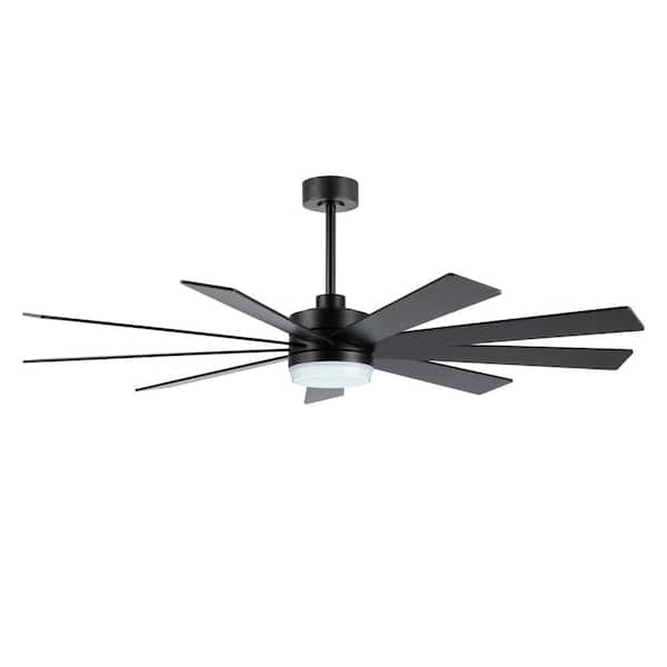 WINGBO 65 in. LED Indoor Black Ceiling Fan with Remote