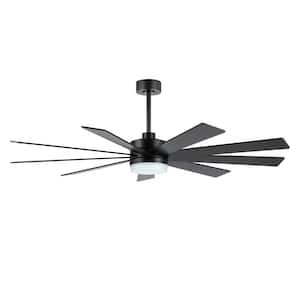 65 in. LED Indoor Black Ceiling Fan with Remote