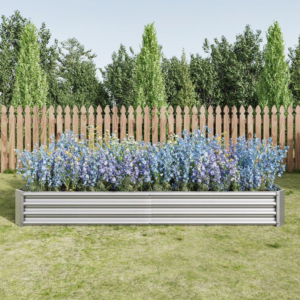 Stelsa 91 in. Silver Metal Rectangular Outdoor Patio Garden Raised Bed price history on PriceWatchPro