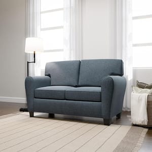 Abby 64 in. Navy Polyester Upholstered 2-Seater Rolled Arm Loveseat