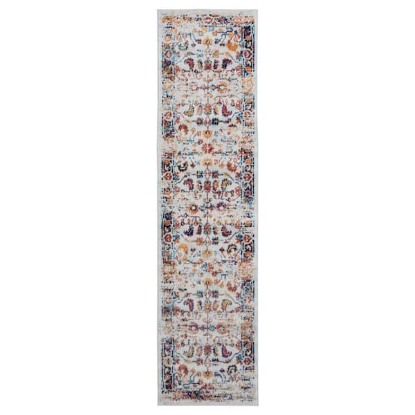 Amer Rugs Alexandria Gene Orange/Ivory 2 ft. 6 in. x 10 ft. 3 in. Transitional Bordered Polypropylene Runner Rug