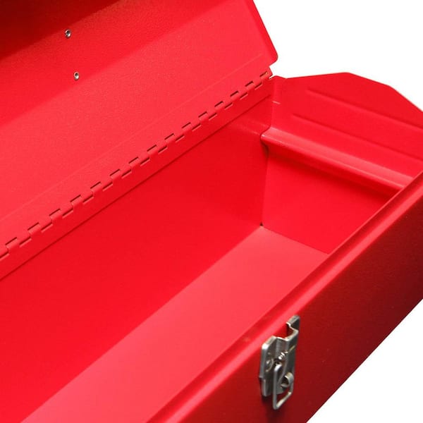 19.1 in. L x 6.1 in. W x 6.5 in. H, Hip Roof Style Portable Steel Tool Box with Metal Latch Closure