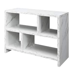 Northfield 38 in. White Faux Marble 28 in. Rectangle Wood Console Table with Shelves