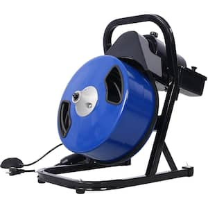 Electric Drain Cleaner Machine 60 ft. x 1/2" w/4-Cutters & Foot Switch, Sewer Snake Drill Auger for 1 in. to 4 in. Pipes