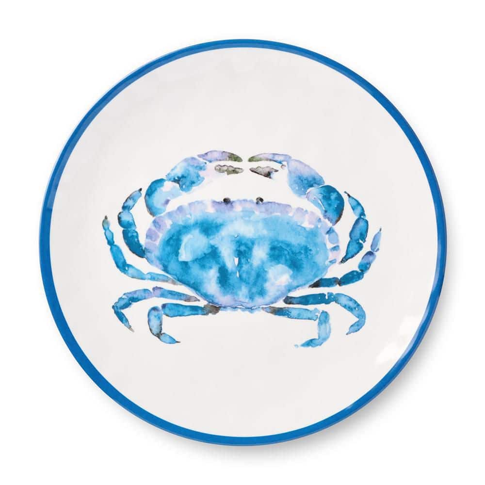 食器    Crab plate Certified International Beach House Crab Blue Melamine Dinner